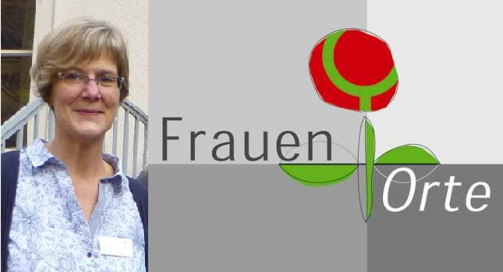 komsanet_Beitrag_FrauenOrte Logo + Frau Triller
